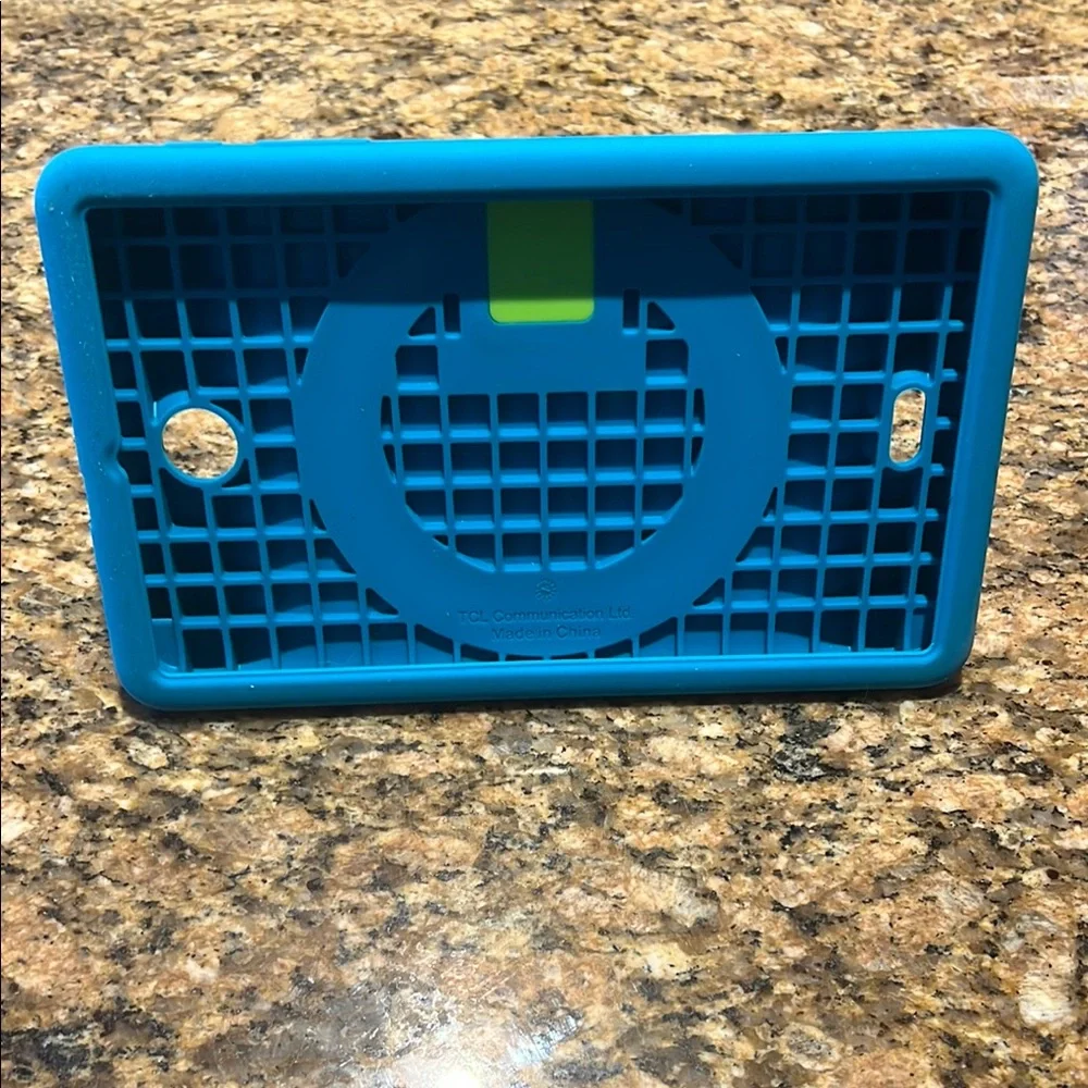 Turquoise and green kids tablet cover with stand